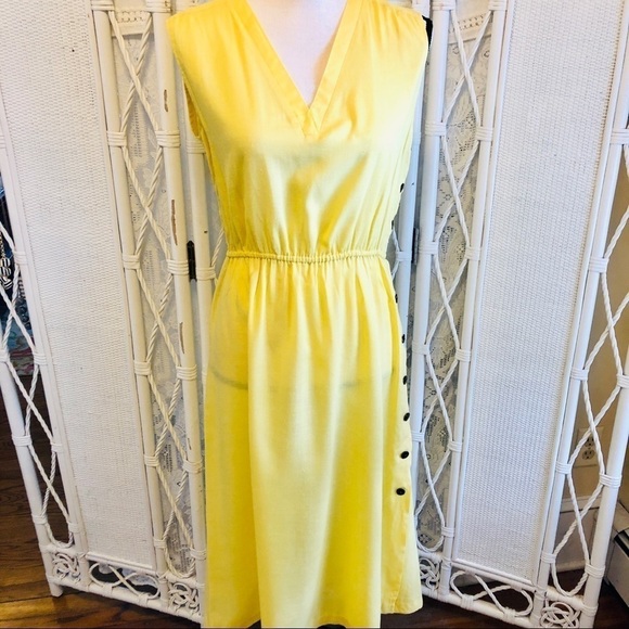 Vintage 70s Dress Yellow with Black Cropped Jacket and Skinny Belt size Medium - Picture 8 of 16